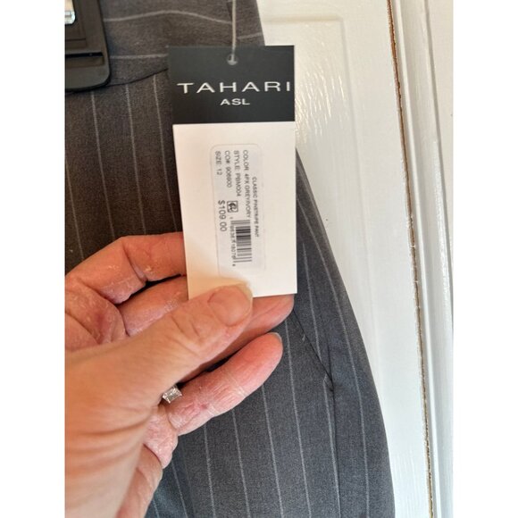 Tahari Grey Pinstripe Dress Pants size 12 NWT - Picture 3 of 4